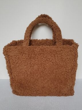 A New Day Cozy Faux-Sherpa Tote Bag in Camel